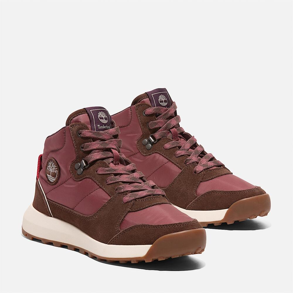 TIMBERLAND WOMEN'S 10 RETRO SWIFT HI TOP LACE SNEAKER MED RED WOVEN TB0A28DTEKA